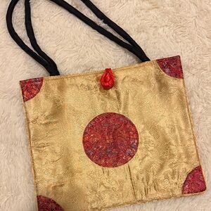 Elegant Gold and Red Women's Tote Bag